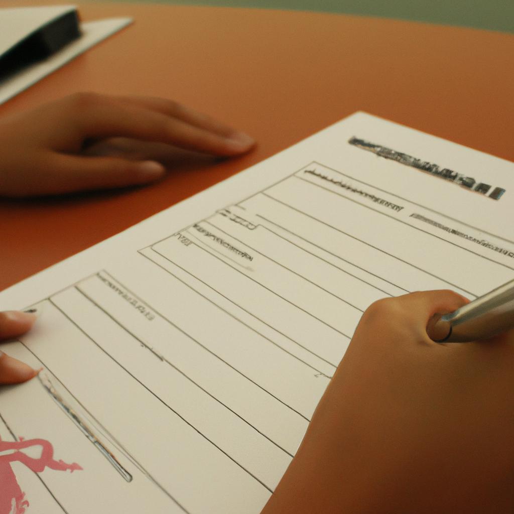 Person filling out membership form