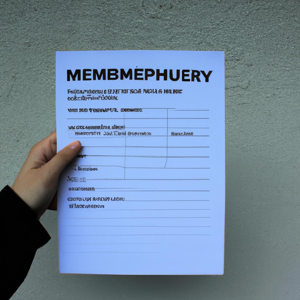 Person holding a membership form